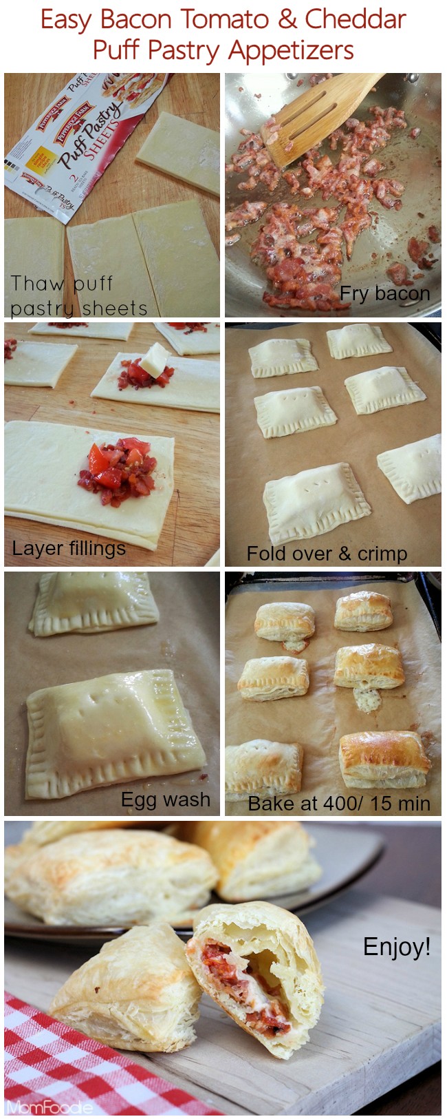 tomato bacon cheddar puff pastry appetizers