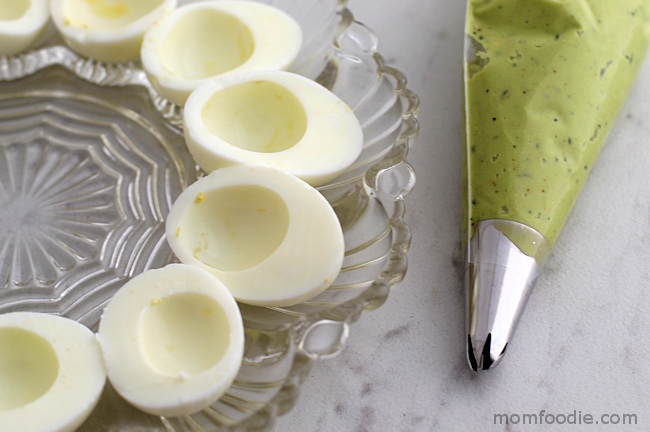 iling for Christmas deviled eggs