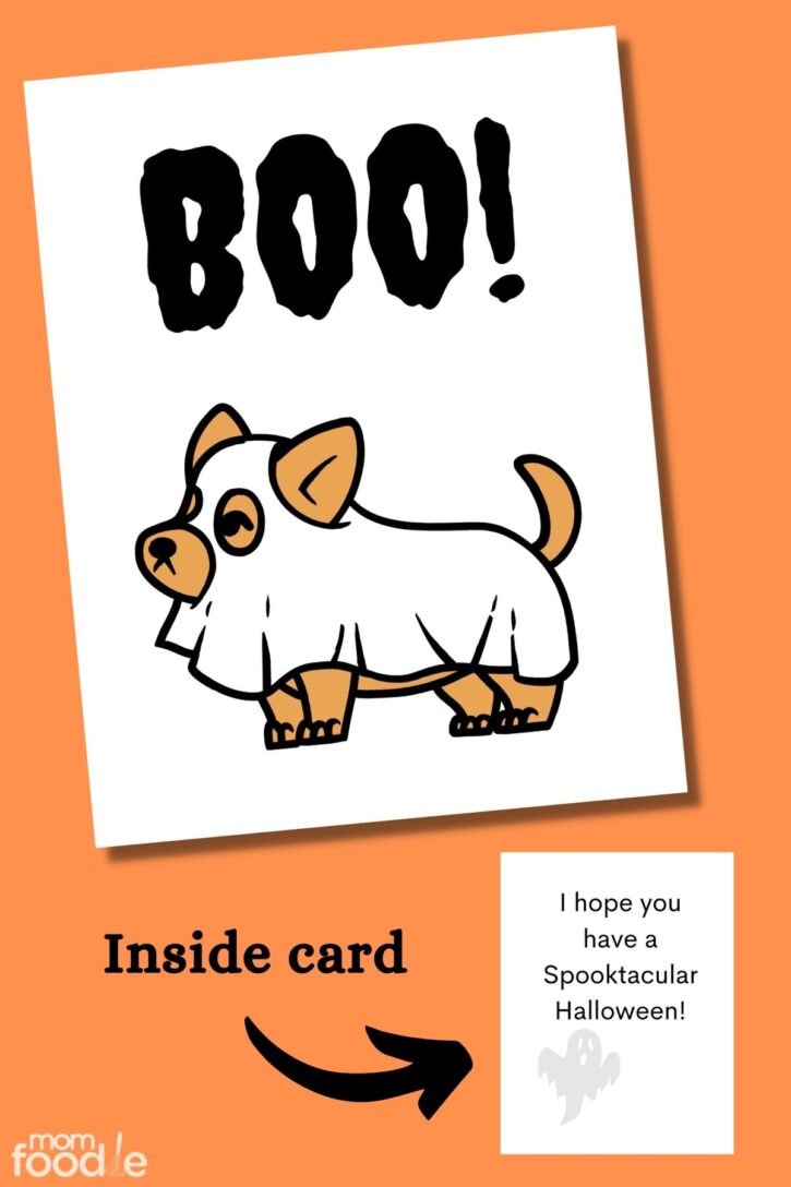 dog ghost halloween card printable