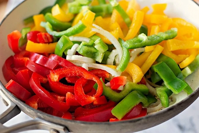 frying peppers and onions