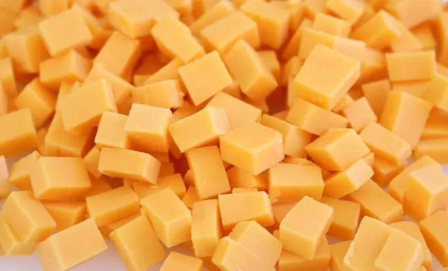  cubed cheddar cheese for English pea salad