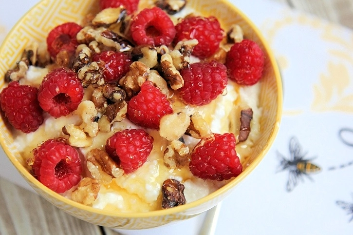 Honey Walnut Raspberry Cottage Cheese