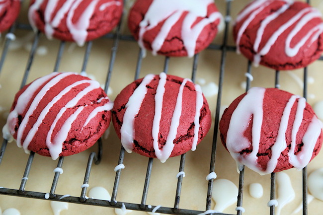 iced red velvet cookies