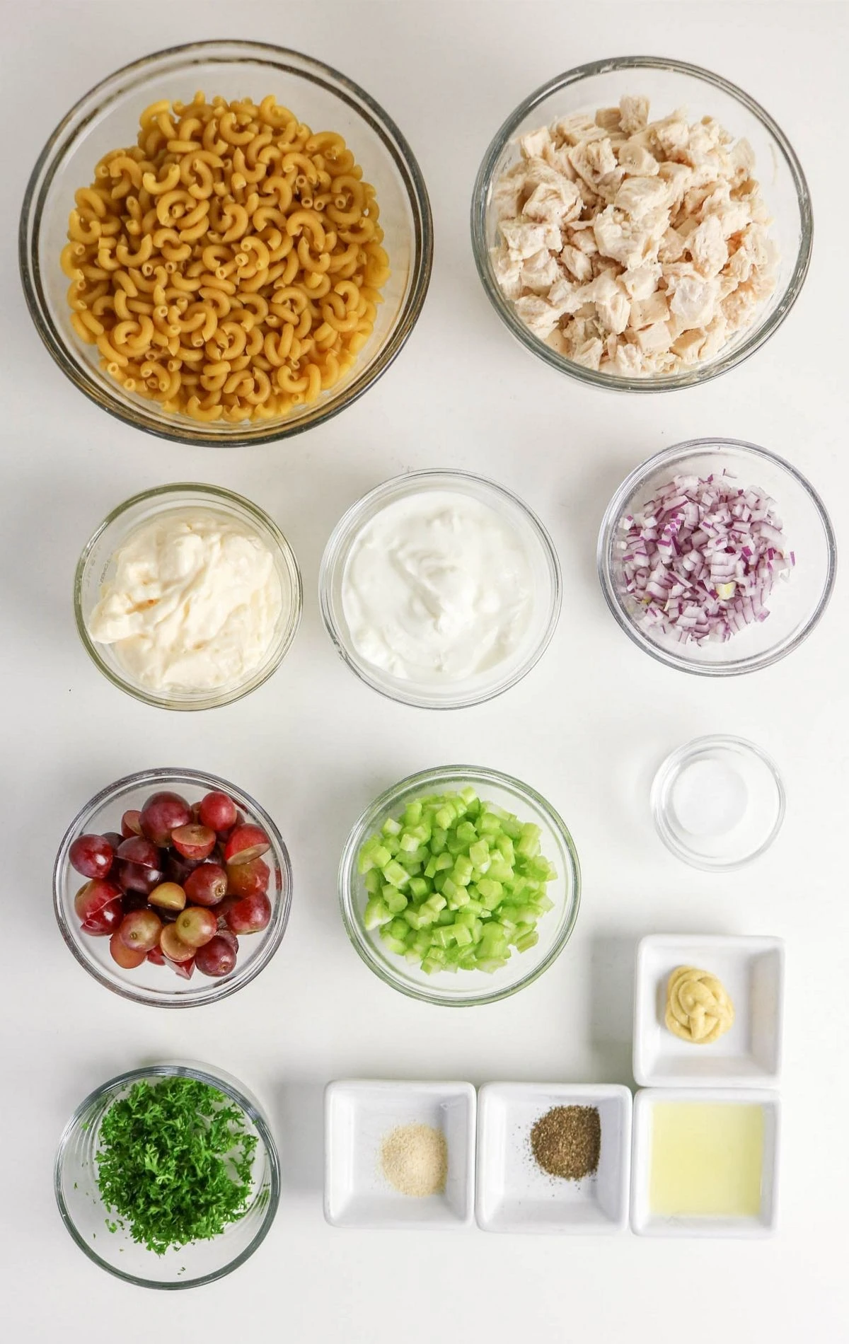ingredients for the chicken pasta salad