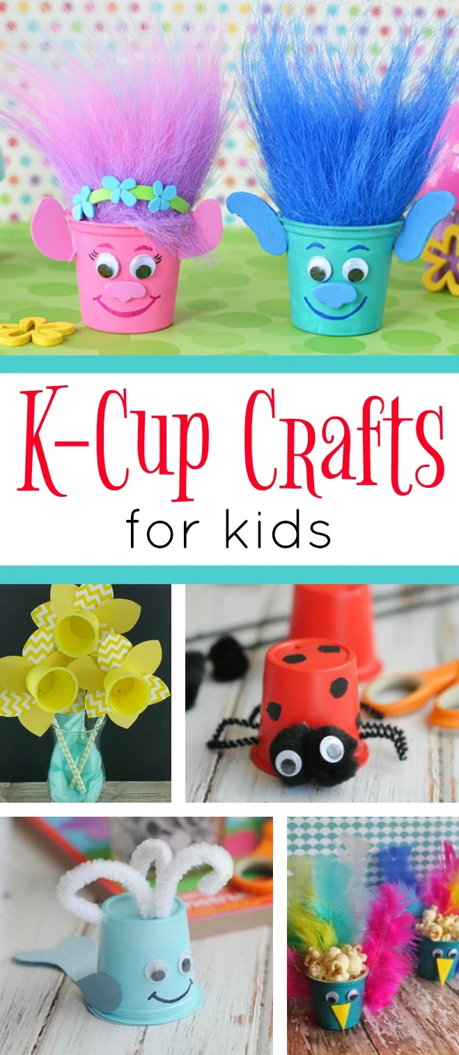 A fun collection of K-Cup Crafts for kids. These cute and easy craft projects are a great way to keep kids occupied while recycling Keurig K-cups.