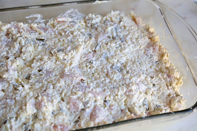 keto chicken rice casserole ready to bake