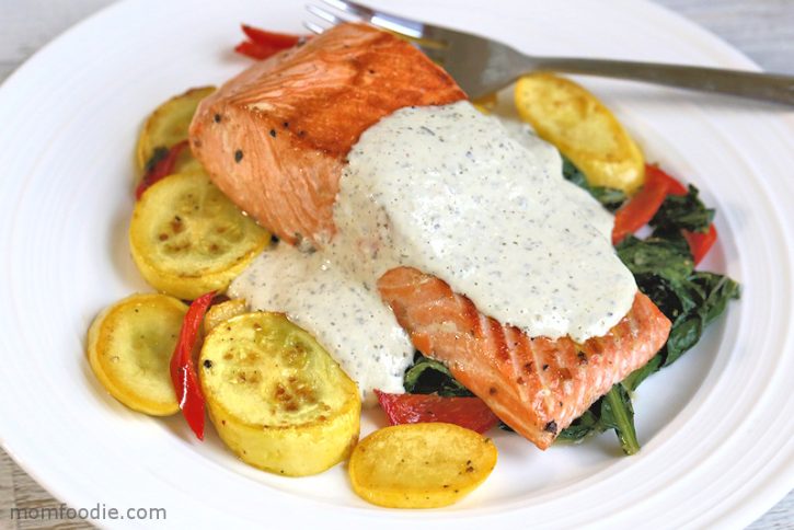 Keto Salmon with Greek Yogurt Cream Sauce - Mom Foodie