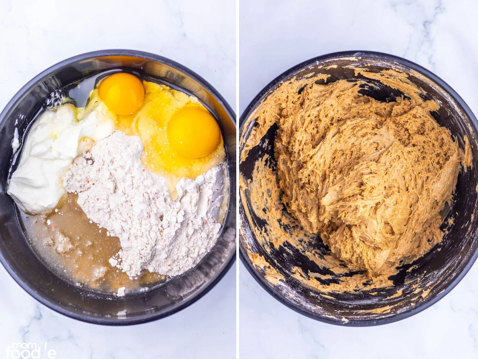 making the carrot cake mix cookie dough