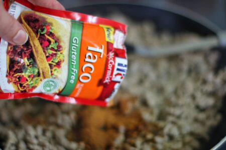 cook ground meat mixture with taco seasonings