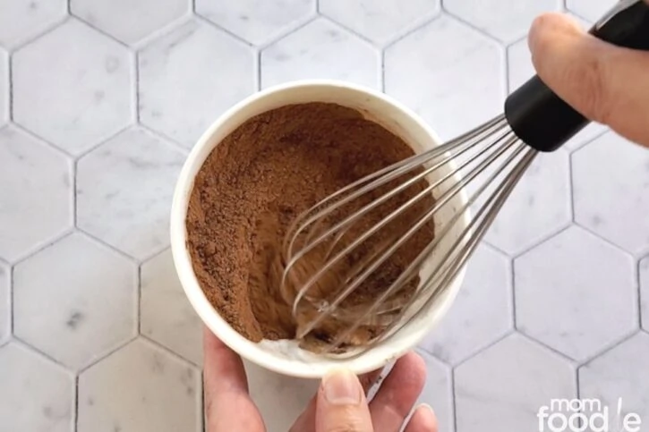 mixing the spices in small bowl with whisk.