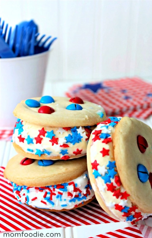 red white and blue ice cream sandwiches