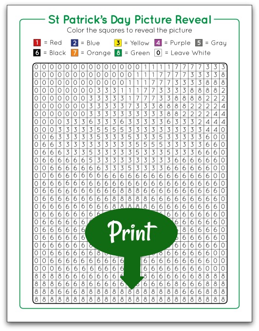 Printable St. Patrick's day Color by Number