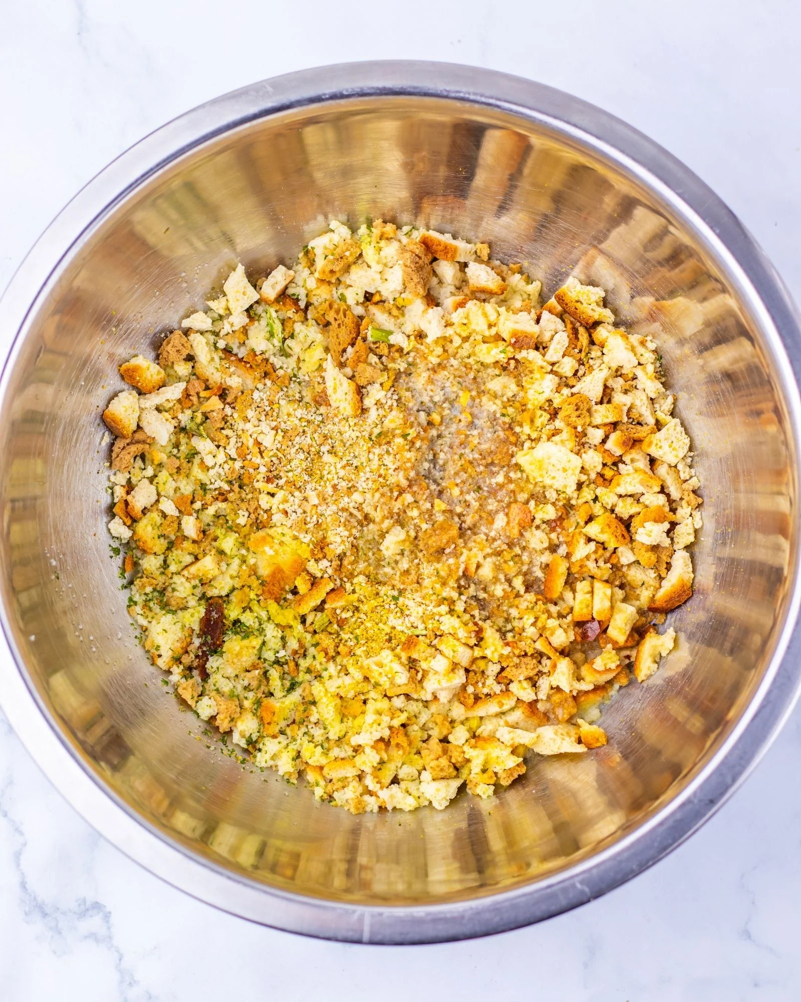 preparing the dry stuffing