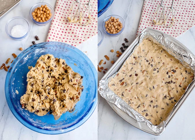 press cookie dough into pan