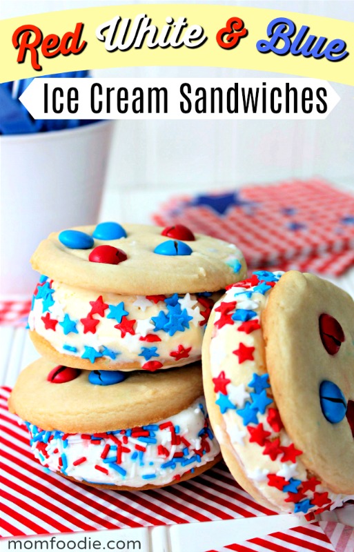 red white & blue ice cream sandwiches