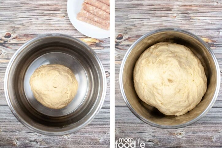rising the dough in bowl.