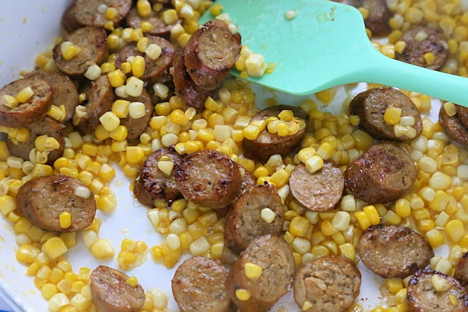 sausage and corn