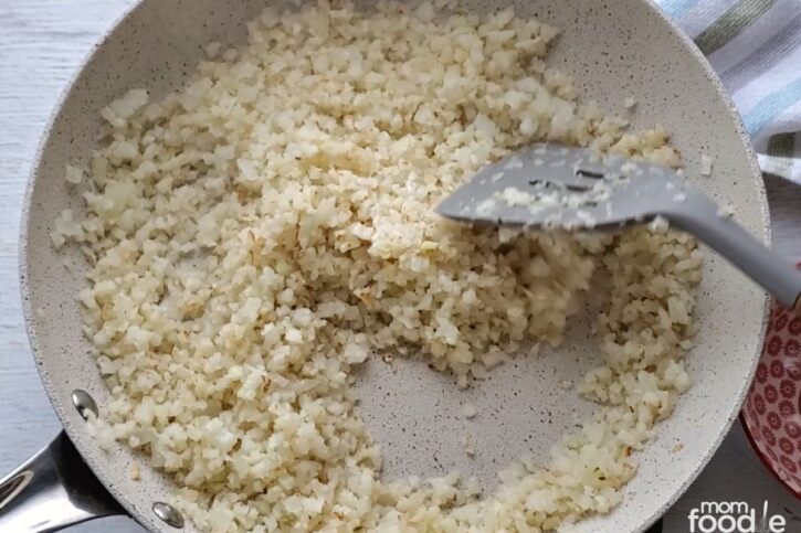 saute the frozen rice of cauliflower.