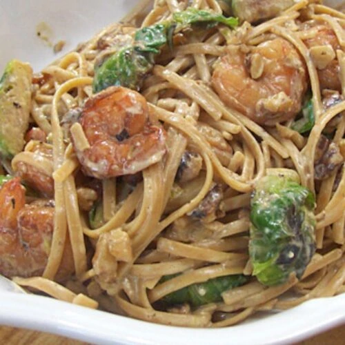 shrimp and brussel sprout pasta recipe