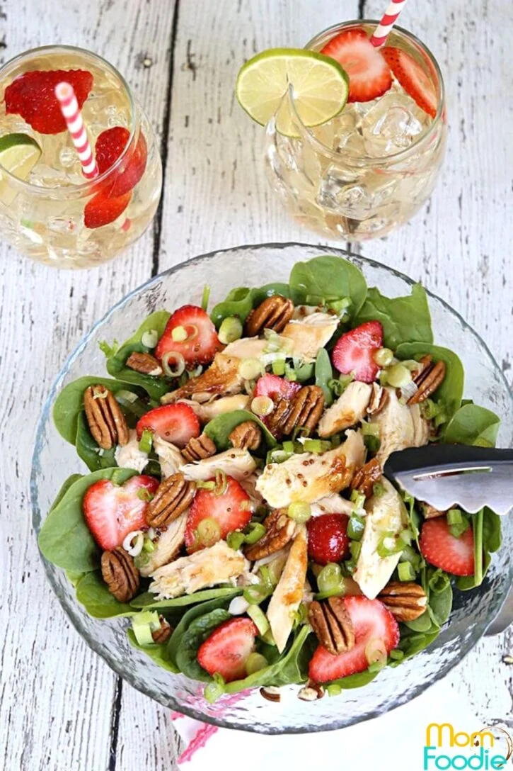 strawberry chicken salad with pecans