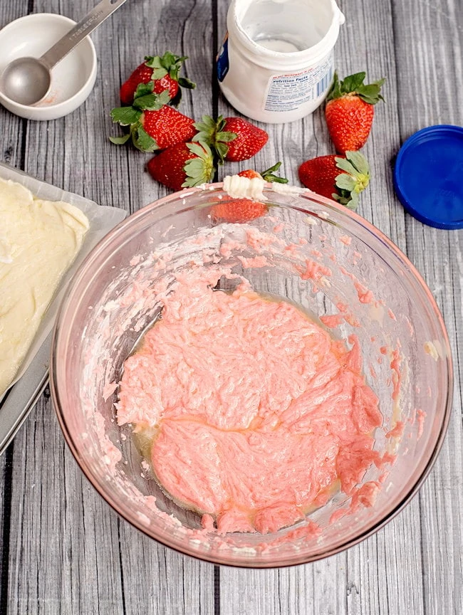 strawberry jello added to fudge mix