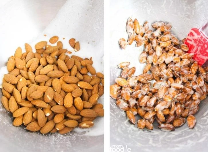 mix almonds and egg whites