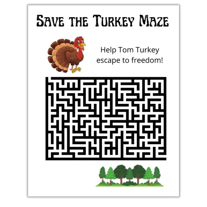 free printable Thanksgiving maze with Turkey