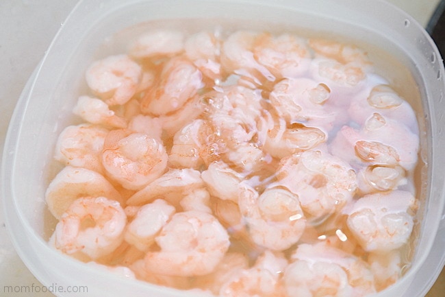 thawing shrimp