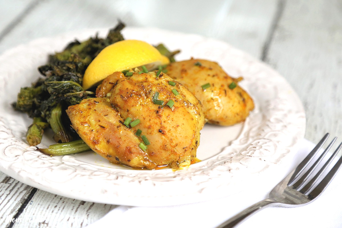 Cast Iron Chicken thighs in turmeric marinate