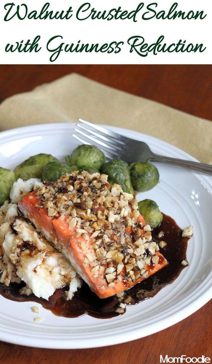 walnut crusted salmon with Guinness Reduction